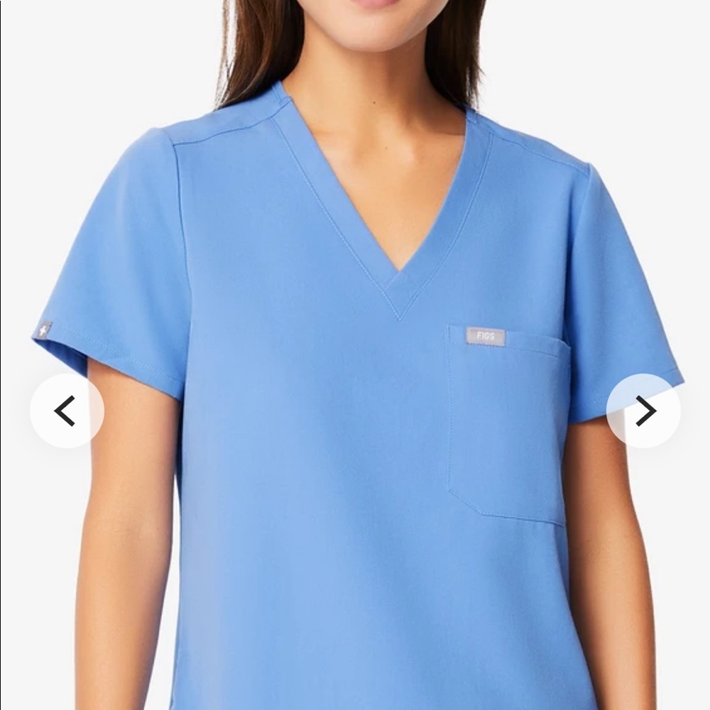 COPY - Figs Catarina one pocket scrub top, ceil blue